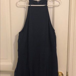 Express long navy blue dress with split at the end